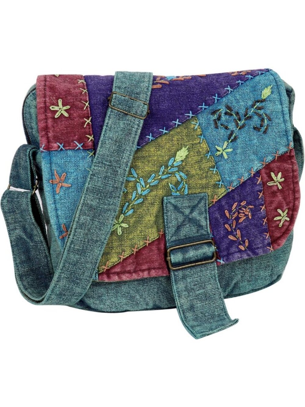Handmade Cotton Messenger Bag | Multicolor Crossbody Hobo Style | Unique Boho